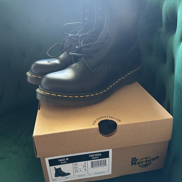 Dr. Martens Shoes - Dr. Marten's 1460 Boots Smooth with Yellow Stitching & Wonder Balsam